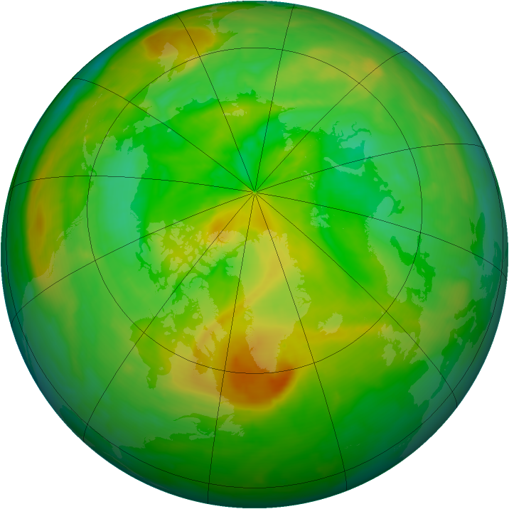 Arctic ozone map for 25 June 2013